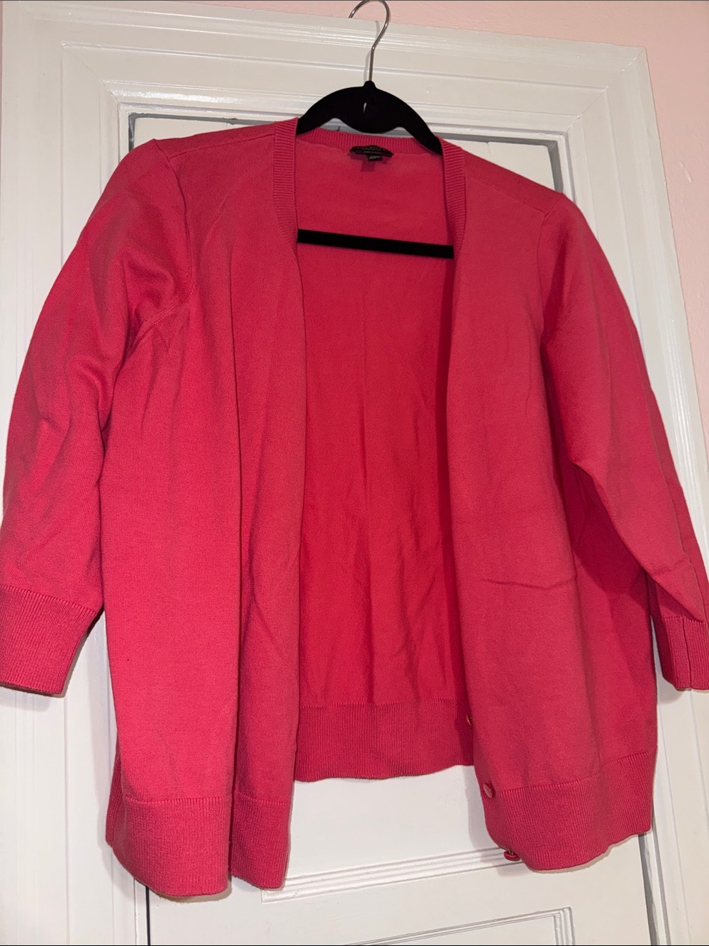 Talbots Open-Front Coral Pink Cardigan